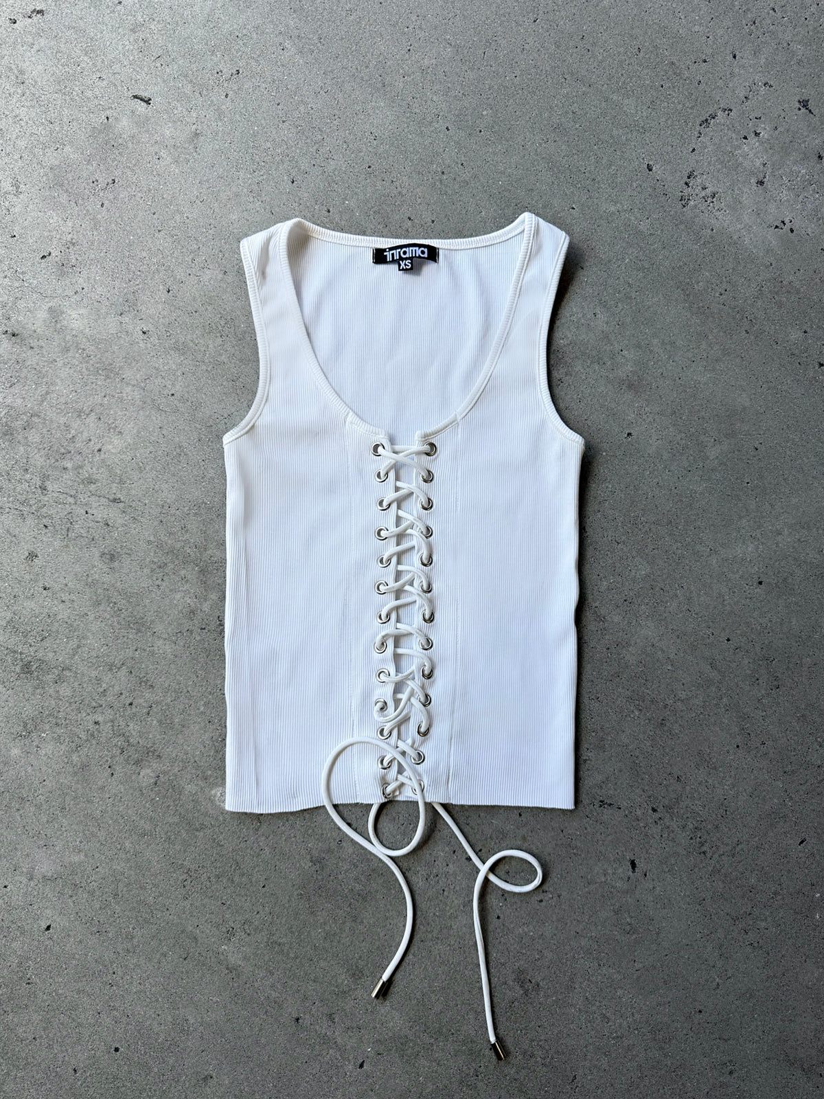 LACE ME TANK - WHITE