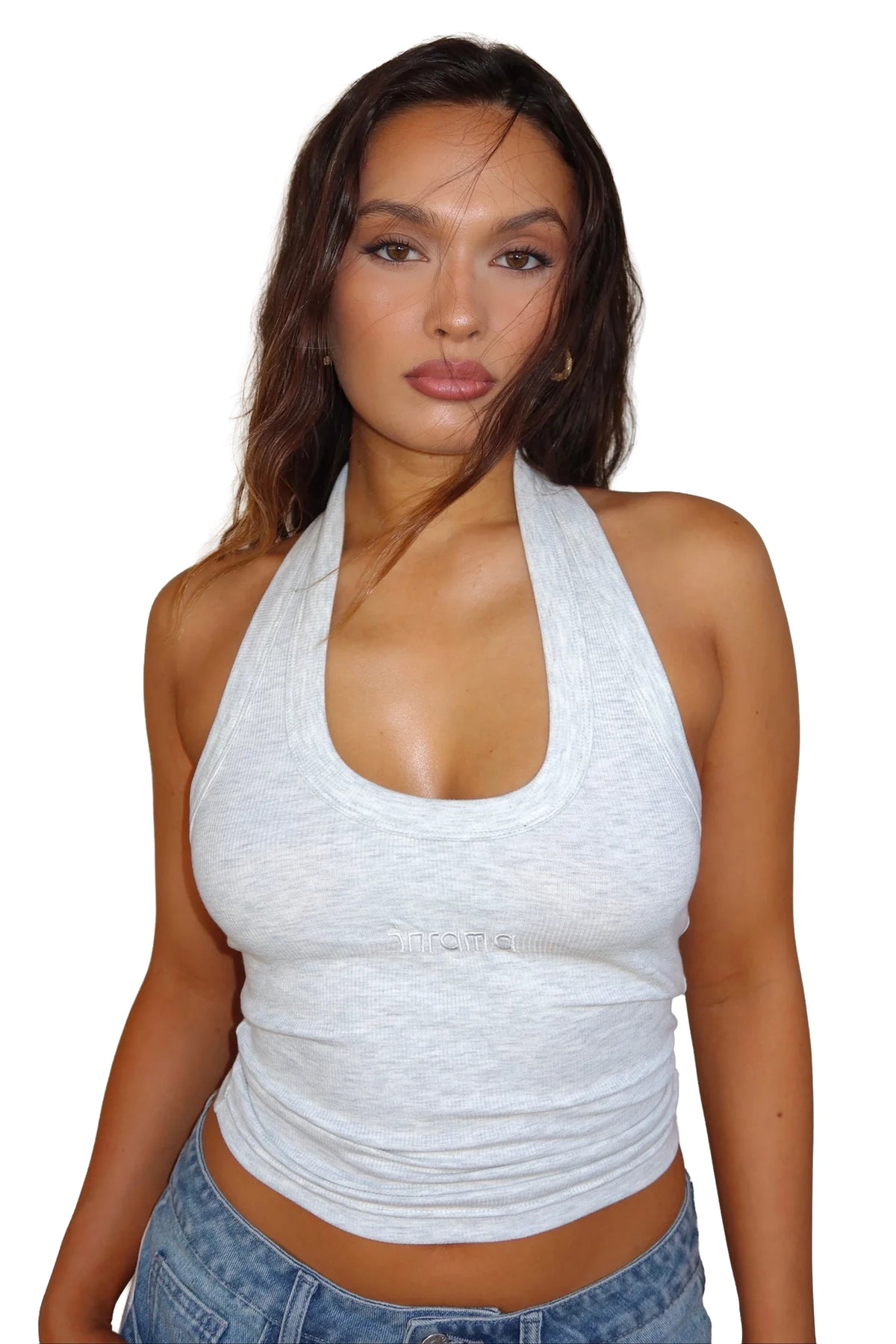 RAVEN HALTER TANK - GREY MARLE