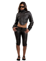 AMBER LEATHER JACKET - BLACK
