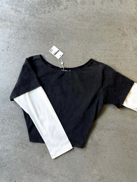 INRAMA LAYERED TEE - BLACK / WHITE