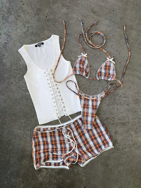 LACE ME TANK - WHITE