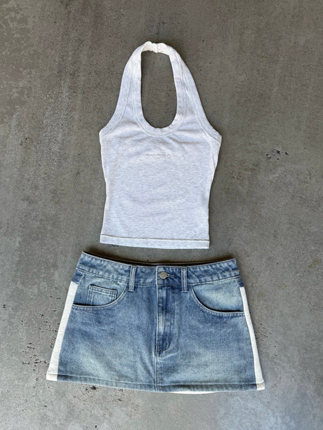 RAVEN HALTER TANK - GREY MARLE