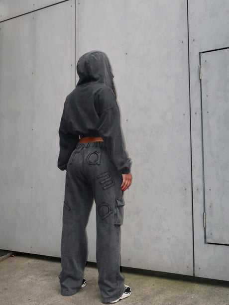 ZYA WASHED TRACK PANTS - BLACK