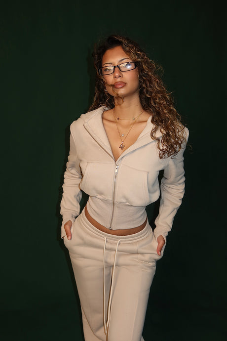 BACK TO BASICS ZIP HOODIE - OAT