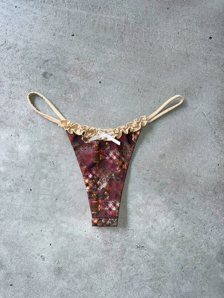 KIKI RUFFLE BIKINI BOTTOMS - PLAID / NUDE