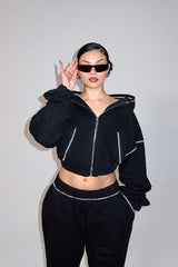 STARLETTE ZIP HOODIE - BLACK