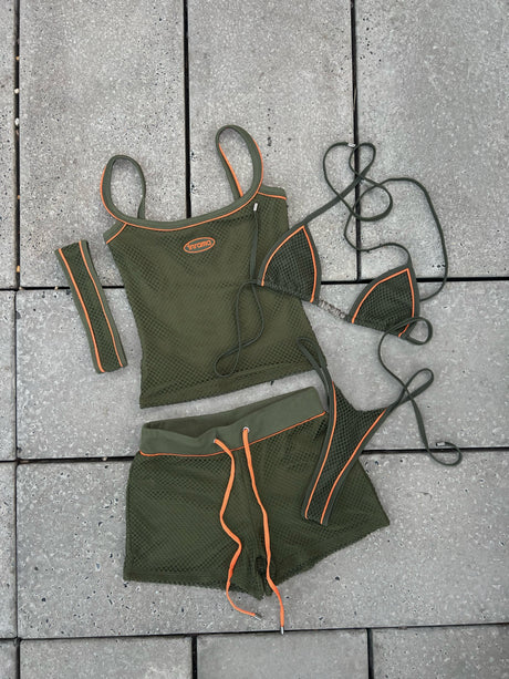 SORAYA TANK - KHAKI / ORANGE