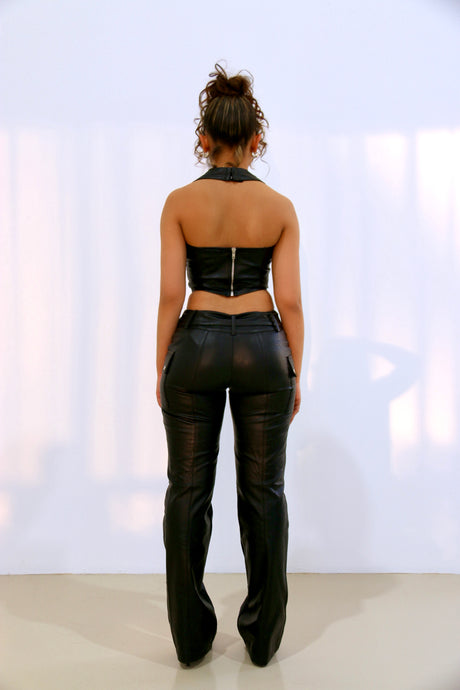 RIRI PU CORSET - BLACK