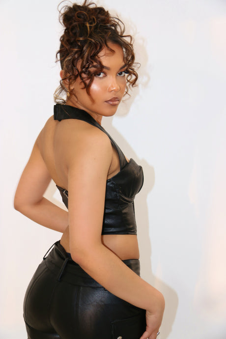 RIRI PU CORSET - BLACK