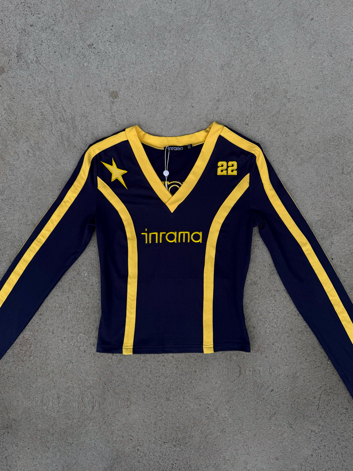 STRIPPED DOWN LONG SLEEVE - NAVY / YELLOW