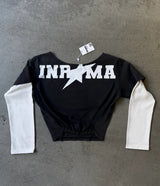 INRAMA LAYERED TEE - BLACK / WHITE