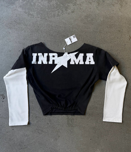 INRAMA LAYERED TEE - BLACK / WHITE