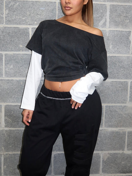 INRAMA LAYERED TEE - BLACK / WHITE