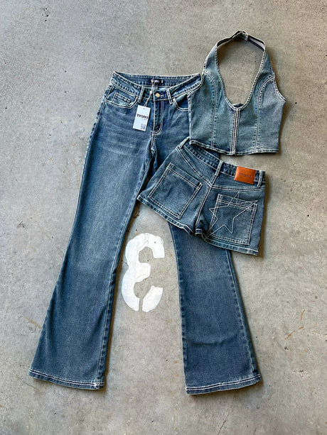CYRELL DENIM FLARES - VINTAGE BLUE