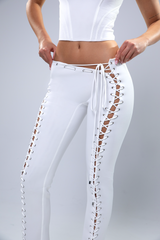 INKA LACE UP PANTS - WHITE