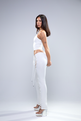 INKA LACE UP PANTS - WHITE