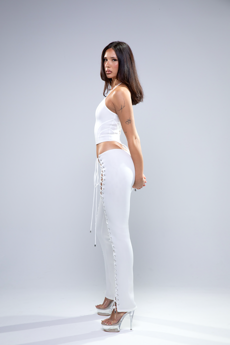 INKA LACE UP PANTS - WHITE