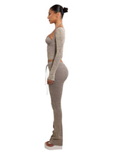 LANA RIB PANTS - WASHED GREY
