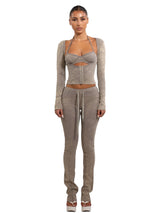 LANA RIB PANTS - WASHED GREY