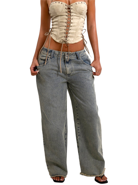 KYRA JEANS - BLUE ACID WASH