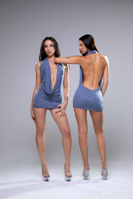 VIERA HALTER MINI DRESS - GREY