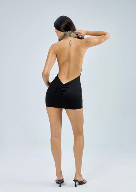 BROOKLYN MINI DRESS - BLACK / BROWN