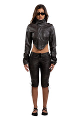 AMBER PU CAPRIS - WASHED BLACK