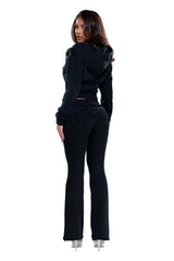 BABY DOLL ZIP HOODIE - BLACK
