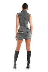 CYRELL DENIM DRESS - WASHED BLACK
