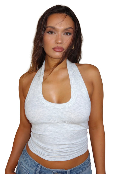 RAVEN HALTER TANK - GREY MARLE