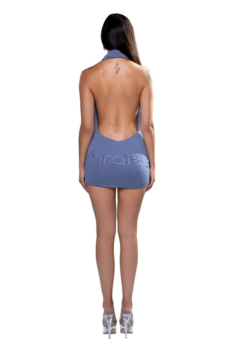 VIERA HALTER MINI DRESS - GREY