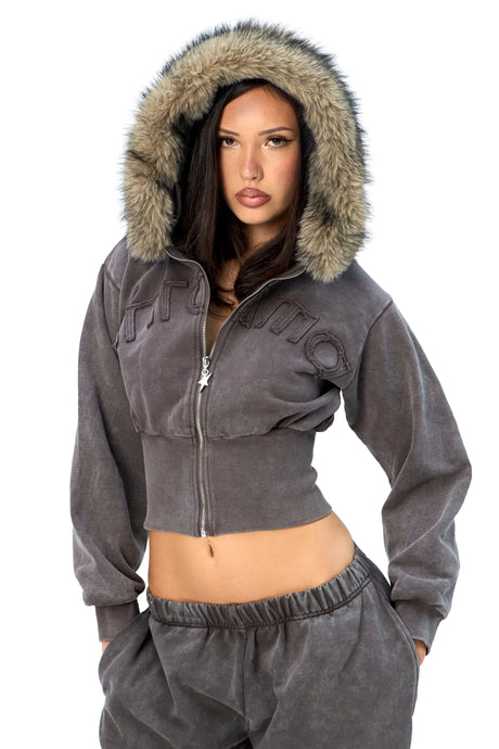 ZYA WASHED HOODIE - BROWN