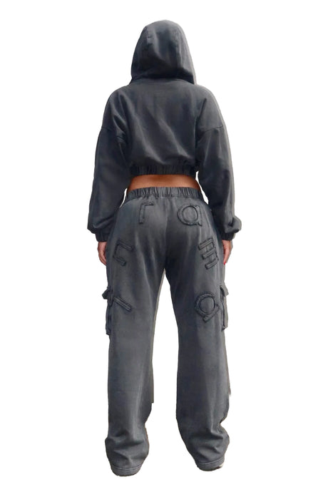 ZYA WASHED TRACK PANTS - BLACK