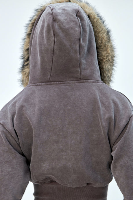 ZYA WASHED HOODIE - BROWN