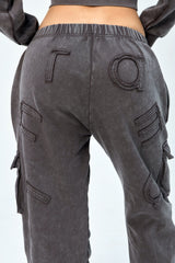 ZYA WASHED TRACK PANTS - BROWN