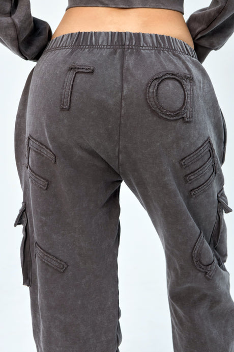 ZYA WASHED TRACK PANTS - BROWN